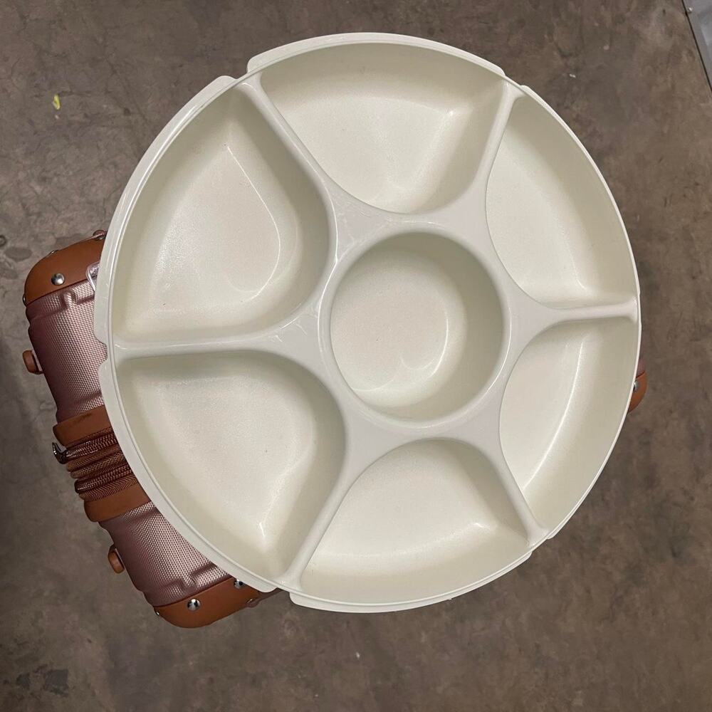 Vintage tupperware plastic serving Tray 6 compartments and Lid